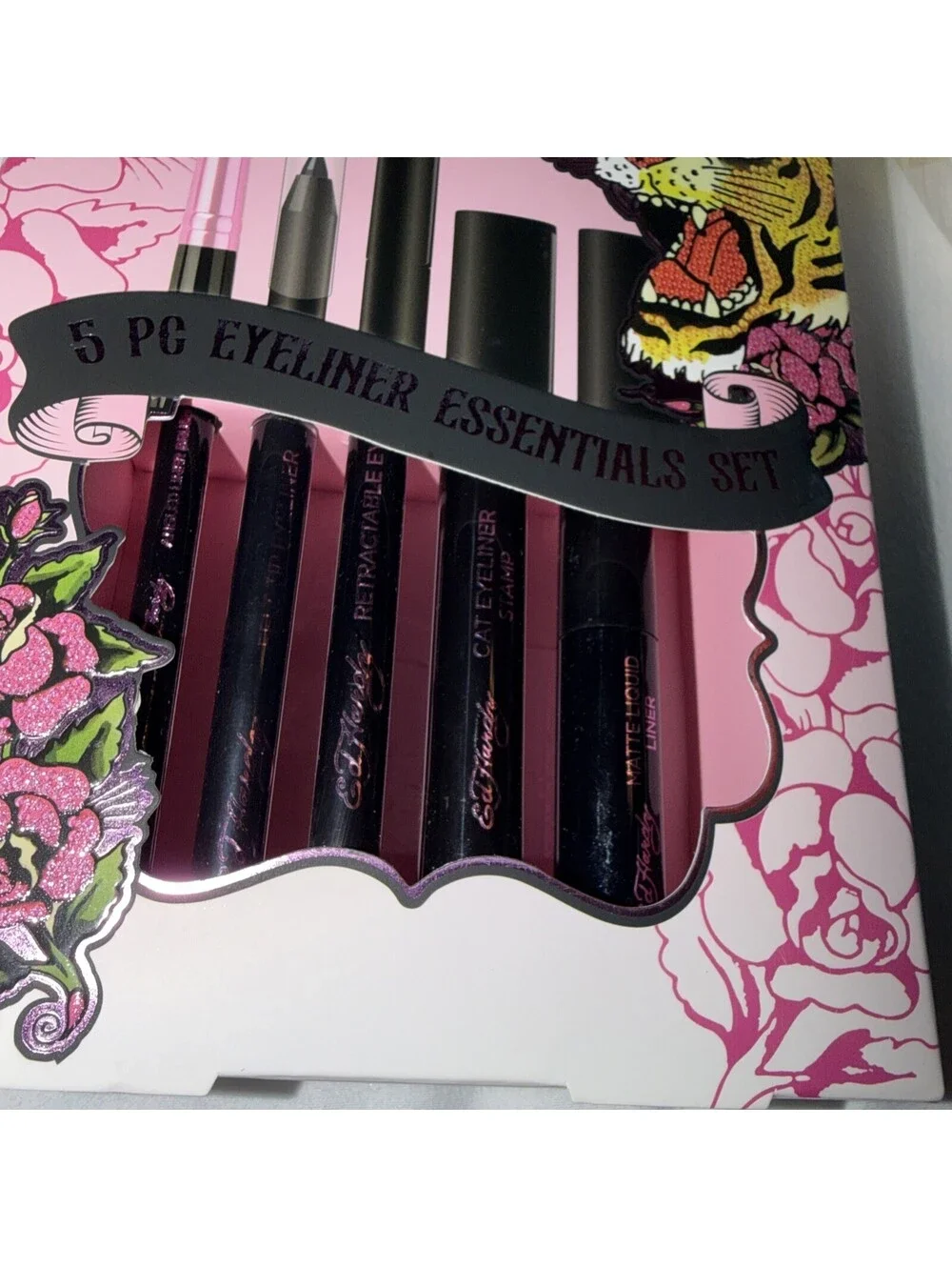 Ed Hardy 5PC Eyeliner Essentials Set Black Liquid Pencil Eye Makeup New